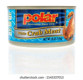 Winneconne, WI -10 April 2022: A Can Of Polar Crab Meat On An Isolated Background