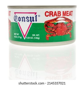 Winneconne, WI -10 April 2022: A Can Of Consul Crab Meat On An Isolated Background