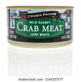 Winneconne, WI -10 April 2022: A Can Of Crown Prince Wild Caught White Crab Meat On An Isolated Background