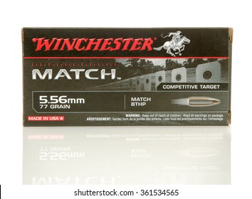 Winneconne, WI - 10 Jan 2016: Box Of Winchester Match 5.56 X 45mm Nato Full Metal Jacket Rounds.