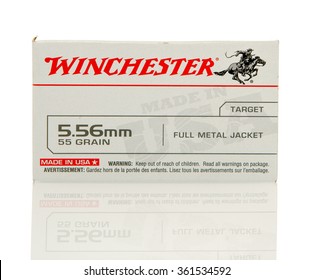 Winneconne, WI - 10 Jan 2016: Box Of Winchester 5.56 X 45mm Nato Full Metal Jacket Rounds.