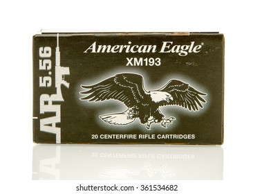 Winneconne, WI - 10 Jan 2016: Box Of American Eagle 5.56 X 45mm Nato Rounds.