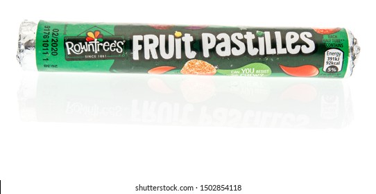 Winneconne, WI - 10 September 2019: A Package Of Nestle Rowntrees Fruit Pastilles Candy On An Isolated Background.