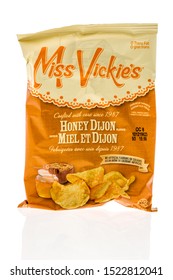 Winneconne, WI - 10 September 2019: A Package Of Miss Vickies Honey Dijan Kettle Chips On An Isolated Background.