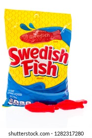 Winneconne, WI - 11 January 2019:  A Bag Of Swedish Fish Candy On An Isolated Background.