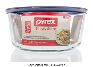 Winneconne, WI - 13 July 2018: A pyrex simple store bowl on an isolated background.