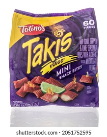 Winneconne, WI -14 September 2021:  A Package Of Totinos Takis Mini Snack Bites On An Isolated Background