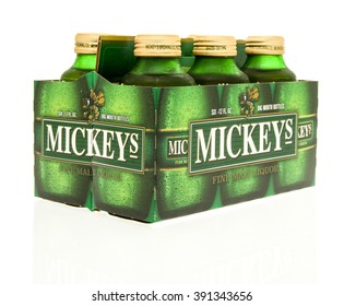 Winneconne, WI - 15 March 2016:  A Six Pack Of Mickeys Beer