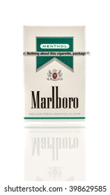 Winneconne, WI - 16 March 2016:  A Box Of Marlboro Menthol Cigarettes On An Isolated Background