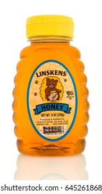 Winneconne, WI - 16 May 2017: A bottle of Linskens honey on an isolated background.