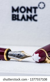 Winneconne, WI -  17 April 2019: A Mont Blanc Fountain Pen On An Isolated Background