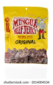 Winneconne, WI -18 July 2021:  A Package Of Mingua Beef Jerky On An Isolated Background