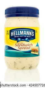 Winneconne, WI - 19 May 2016:  Container Of Hellmann's Relish Sandwich Spread On An Isolated Background