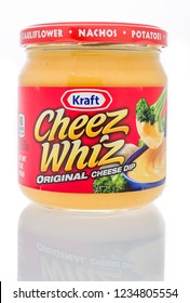 Winneconne, WI - 19 November 2018: A Jar Of Kraft Cheez Whiz Original Cheese Dip On An Isolated Background.