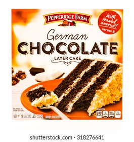 Winneconne, WI -19 Sept 2015: Box Of Layerd German Chocolate Cake Made By Pepperidge Farm.