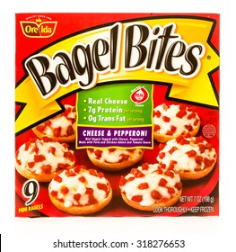 Winneconne, WI -19 Sept 2015: Box Of Bagel Bites Made By Ore Ida In Cheese And Pepperoni Flavor.