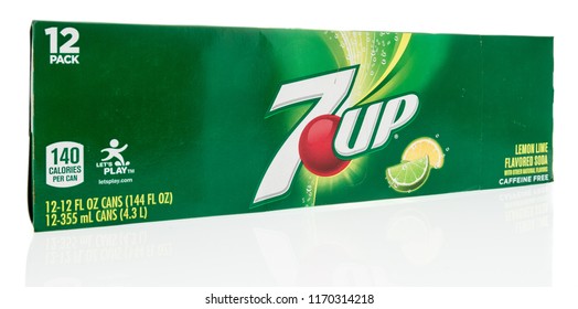 Winneconne, WI - 2 September 2018: A 12 Pack Of 7-up Lemon Lime Soda Pop On An Isolated Background