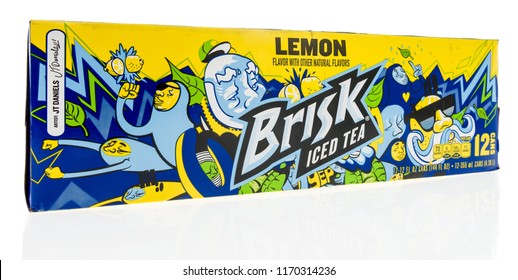 Winneconne, WI - 2 September 2018: A 12 Pack Of Lemon Brisk Iced Tea Soda Pop On An Isolated Background