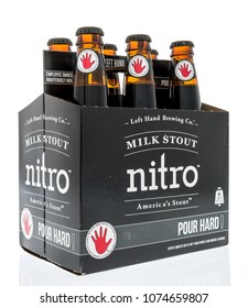 Winneconne, WI -  20 April 2018: A Six Pack Of Left Hand Milk Stout Nitro Beer On An Isolated Background.