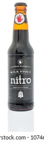 Winneconne, WI -  20 April 2018: A Single Bottle Of Left Hand Milk Stout Nitro Beer On An Isolated Background.