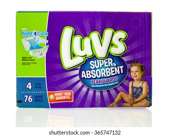 Winneconne, WI - 20 Jan 2016:  Box Of Luvs Diapers That Are Super Absorbent.