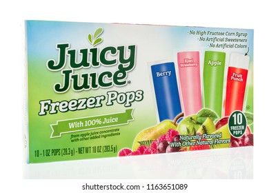 Winneconne, WI - 23 August 2018: A Package Of Juicy Juice Freezer Pops On An Isolated Background