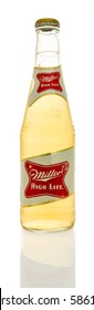 Winneconne, WI - 23 February 2017:  Bottle Of Miller High Life On An Isolated Background.