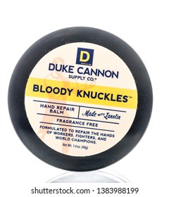 Winneconne, WI -  26 April 2019: A Package Of Duke Cannon Bloody Knuckles Hand Repair Balm On An Isolated Background