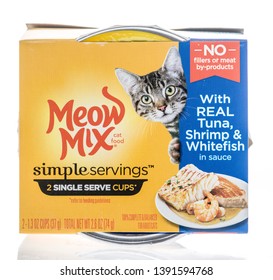 Winneconne, WI -  26 April 2019: A Package Of Meow Mix Cat Food On An Isolated Background