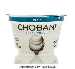 Winneconne, WI - 26 Feb 2016: Container Of Chobani Greek Yogurt In Plain Flavor.