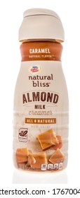 Winneconne,  WI - 26 June 2020: A Bottle Of Nestle Coffee Mate Natural Bliss Almond Milk Creamer On An Isolated Background