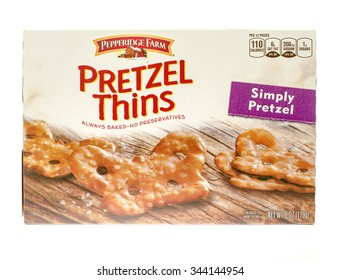 Winneconne, WI - 26 Nov 2015: Box Of Pepperidge Farm Pretzel Thins.