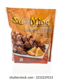 Winneconne, WI - 26 September 2022: A Package Of Ju Ming Orange Chicken On An Isolated Background.