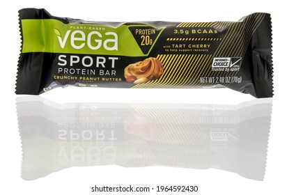 Winneconne, WI - 27 April 2021:  A Package Of Vega Sport Protein Nutrition Bar On An Isolated Background