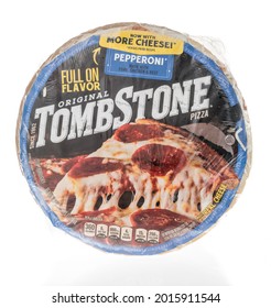 Winneconne, WI -28 July 2021:  A Package Of Tombstone Frozen Pizza On An Isolated Background