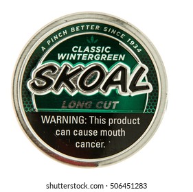 Winneconne, WI - 29 October 2016:  Can Of Skoal Chewing Tobacco On An Isolated Background.