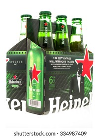 Winneconne, WI -3 Nov 2015: Six Pack Of Heineken Beer.