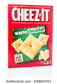 Winneconne, WI -  30 March 2018: A Box Of Cheez It Crackers In White Cheddar Flavor On An Isolated Background.