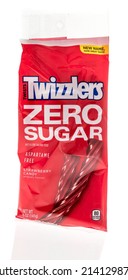 Winneconne, WI -30 March 2021: A package of Twizzlers twists candy sugar zero free on an isolated background
