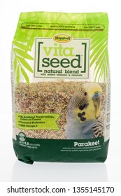 Winneconne, WI - 31 March 2019: A Package Of  Higgings Vita Seed Natural Blend Of Parakeet Bird Food On An Isolated Background