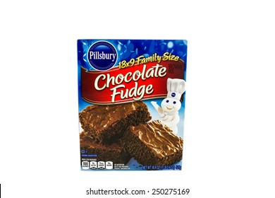 Winneconne, WI - 5 February 2015: Box Of Pillsbury Chocolate Fudge Brownie Mix.