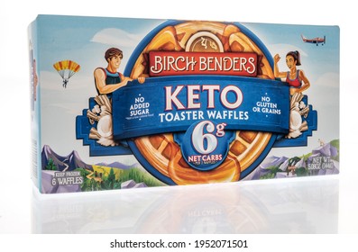 Winneconne, WI - 7 April 2021:  A Package Of Birch Benders Keto Toaster Waffles On An Isolated Background