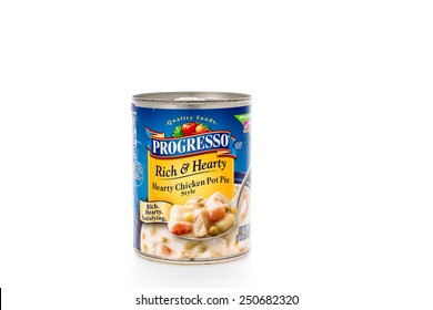 Winneconne, WI - 7 February 2015:  Can Of Progresso Rich & Hearty Chicken Pot Pie Soup.