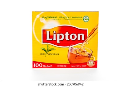 Winneconne, WI - 8 February 2015: Box of 100 Lipton Tea bag, serve either hot or cold.