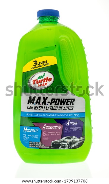 Winneconne , WI - 9 August 2020:  A\
bottle of Turtle wax max power wash on an isolated\
background.