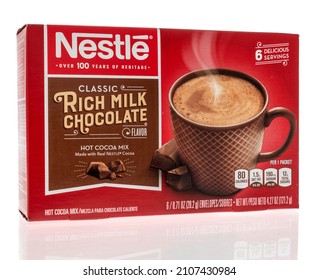 Winneconne, WI -9 January 2021: A Package Of Nestle Hot Cocoa Mix On An Isolated Background