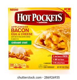 Winneconni, WI - 13 June 2015: Box Of Hot Pockets In Bacon Egg & Cheese Flavor.