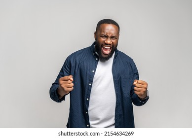 Winner Concept Excited Young African American Stock Photo 2154634269 ...