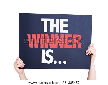 The Winner Is... card isolated on white