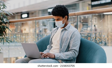 Winner Male Lucky African Guy Man In Medical Protective Mask Win Online Betting Victory Business Triumph Internet Receives Cash Prize Reward Job Offer Success Winning With Computer Happy Achievement